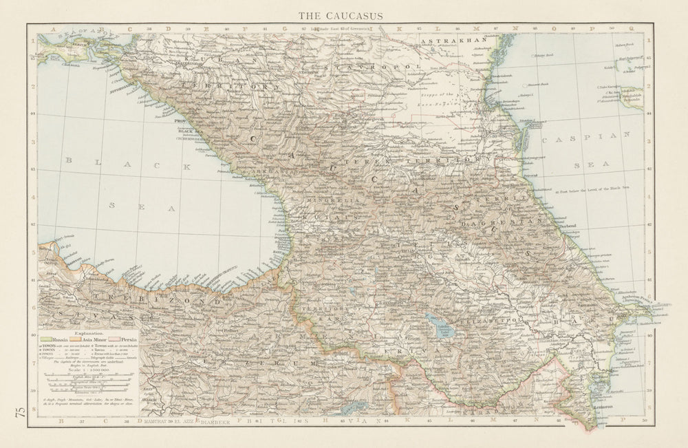 The Caucasus. Georgia Armenia Azerbaijan Russia Turkey Iran. THE TIMES 1900 map