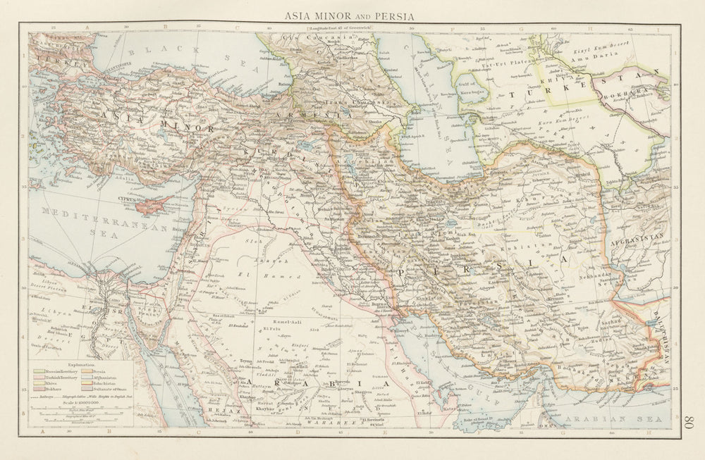 Asia Minor & Persia. Middle East. Turkey Iran Iraq Arabia. THE TIMES 1900 map