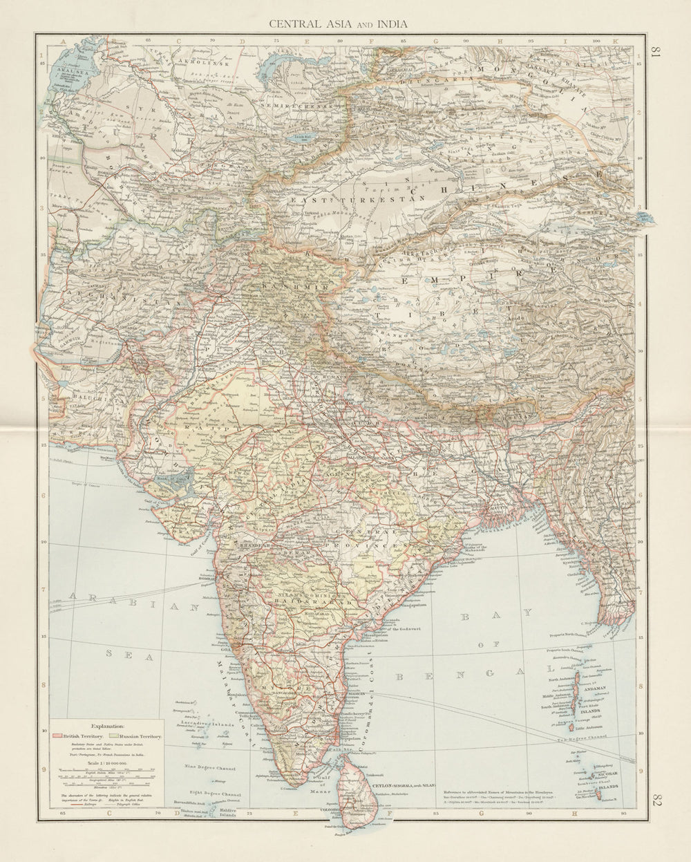South & Central Asia. British India. Tibet China Russia. THE TIMES 1900 map