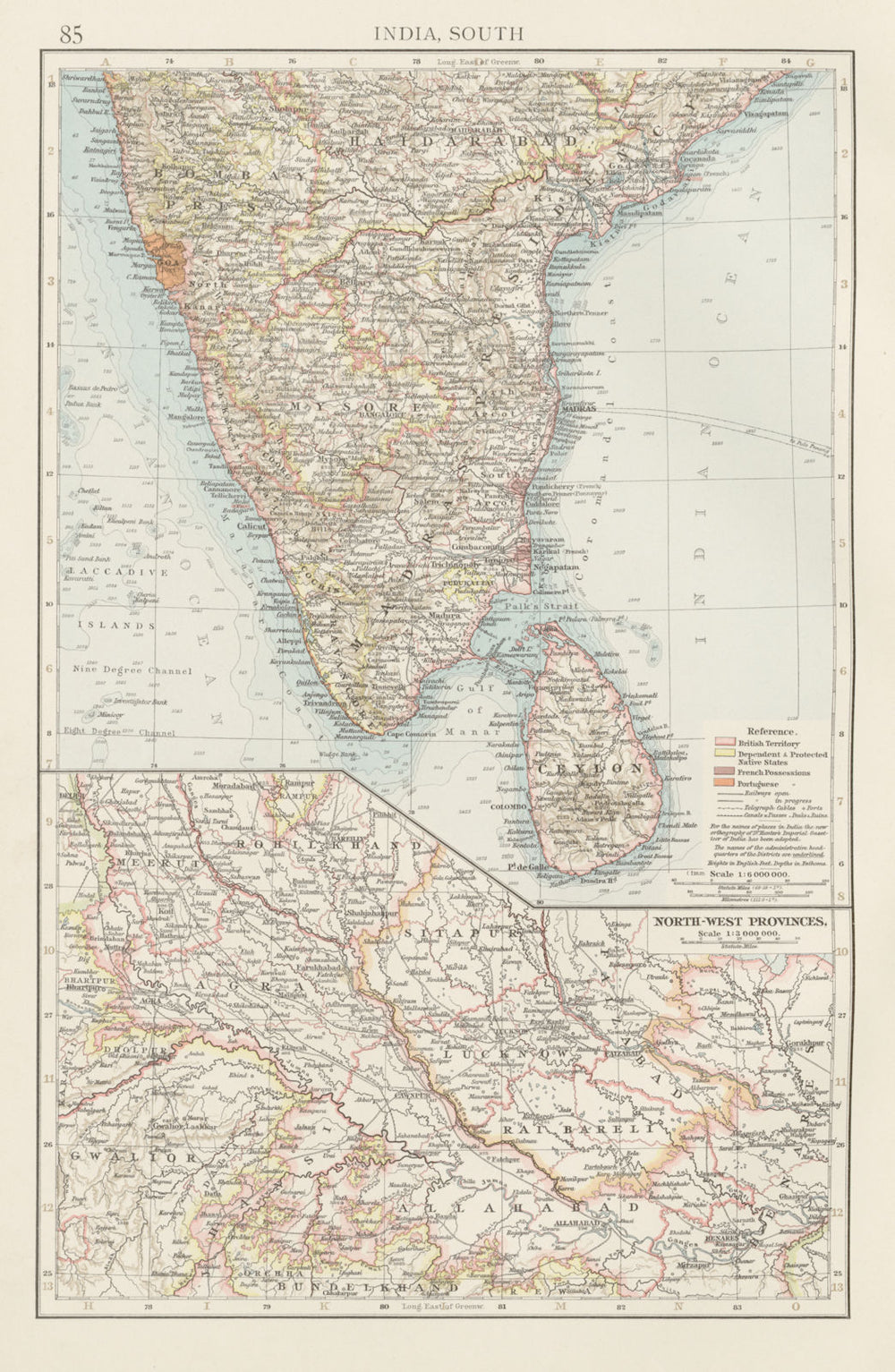 India South & North-west Provinces. Goa British French Portuguese TIMES 1900 map
