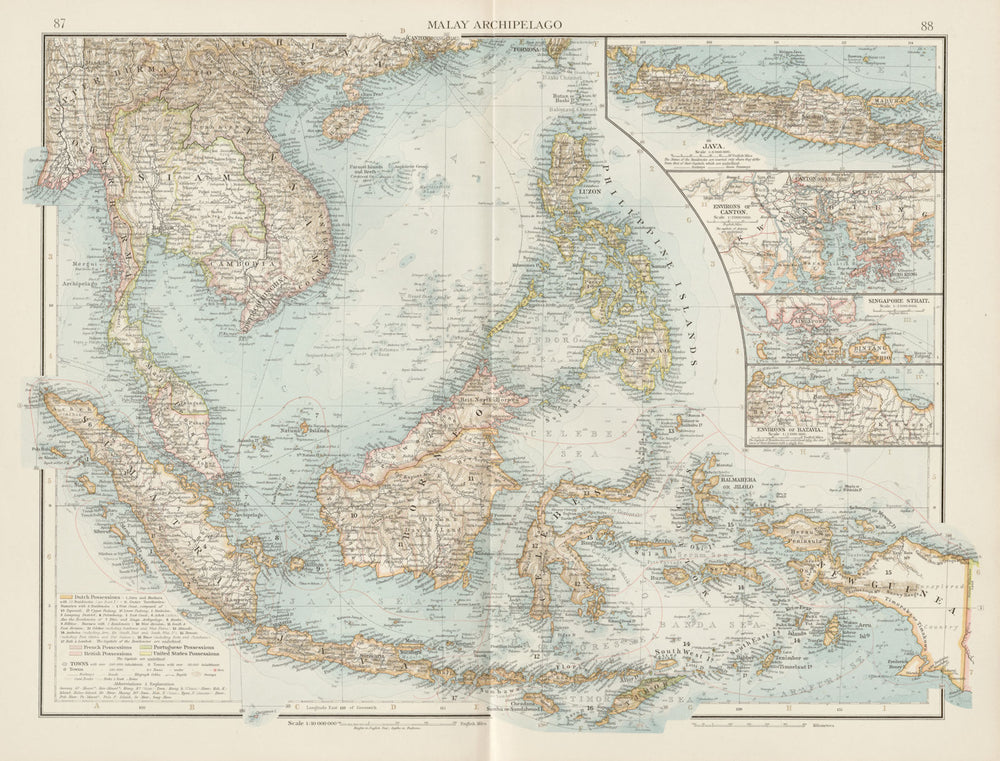 Malay Archipelago. Dutch East Indies Philippines Indochina Java. TIMES 1900 map