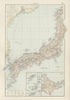 Japan showing railways & treaty ports. THE TIMES 1900 old antique map chart
