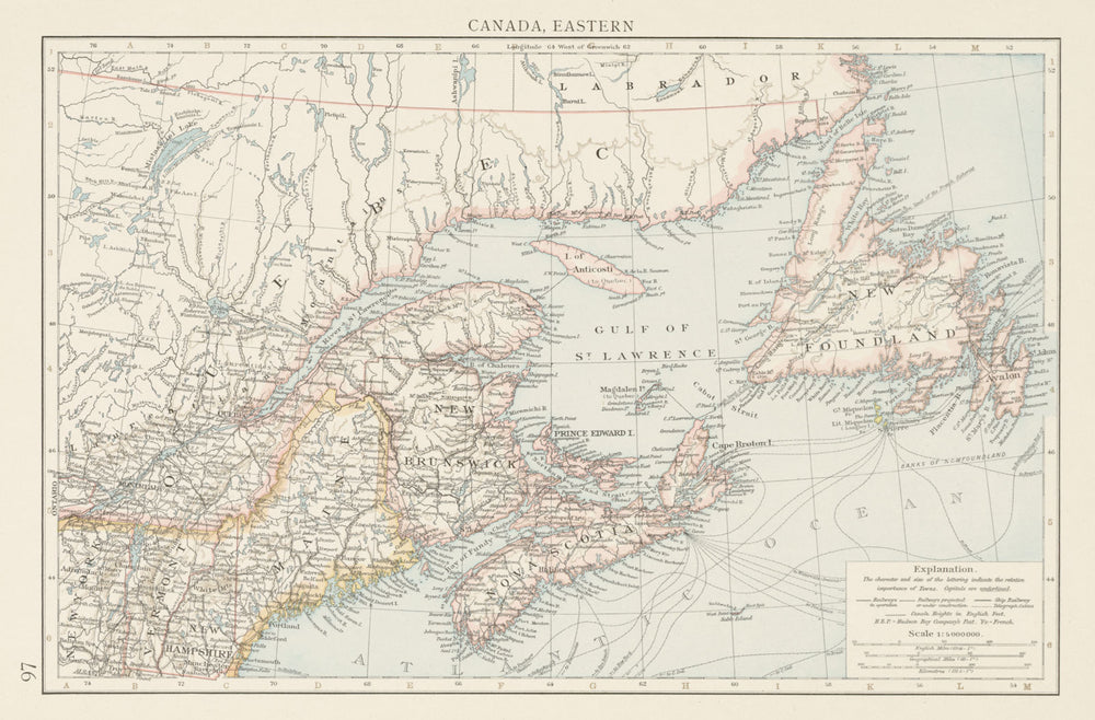 Canada, Eastern. Gulf of St Lawrence. Maritime Provinces. THE TIMES 1900 map