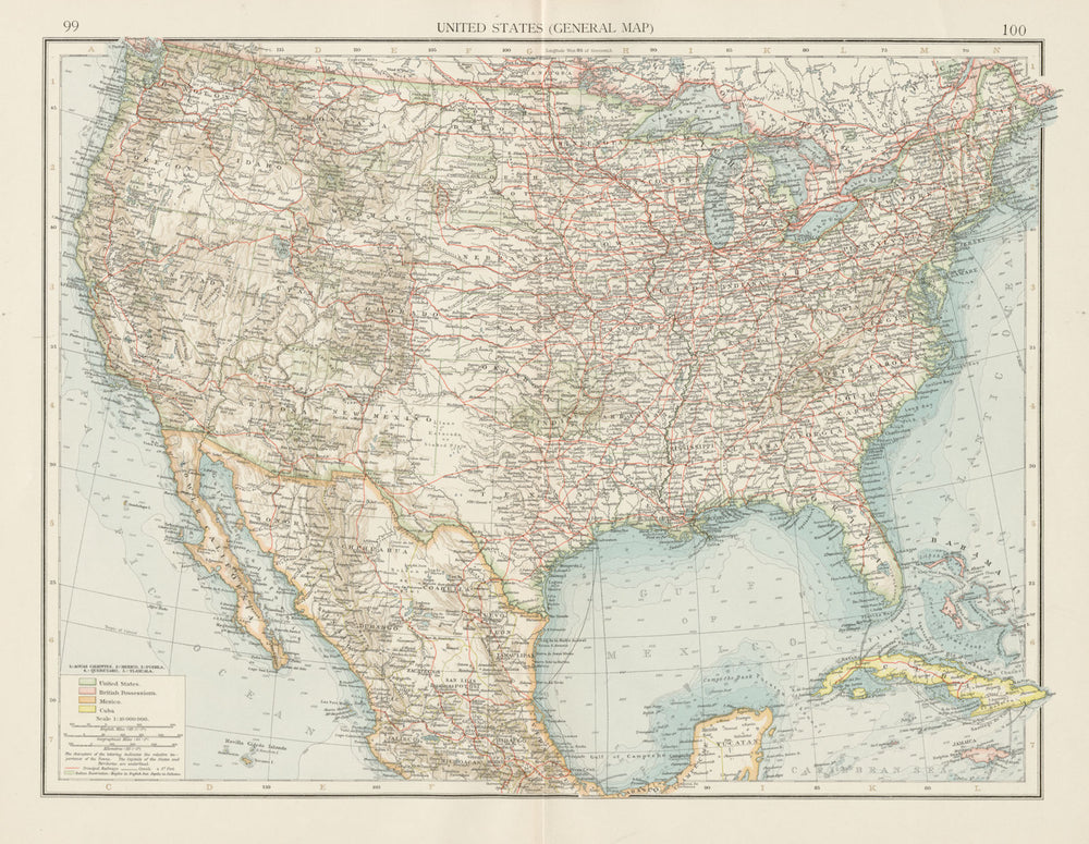 United States showing railways, forts & Indian Reservations. THE TIMES 1900 map