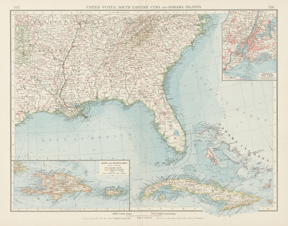 United States Deep South-East Cuba Bahamas Hispaniola Puerto Rico TIMES 1900 map