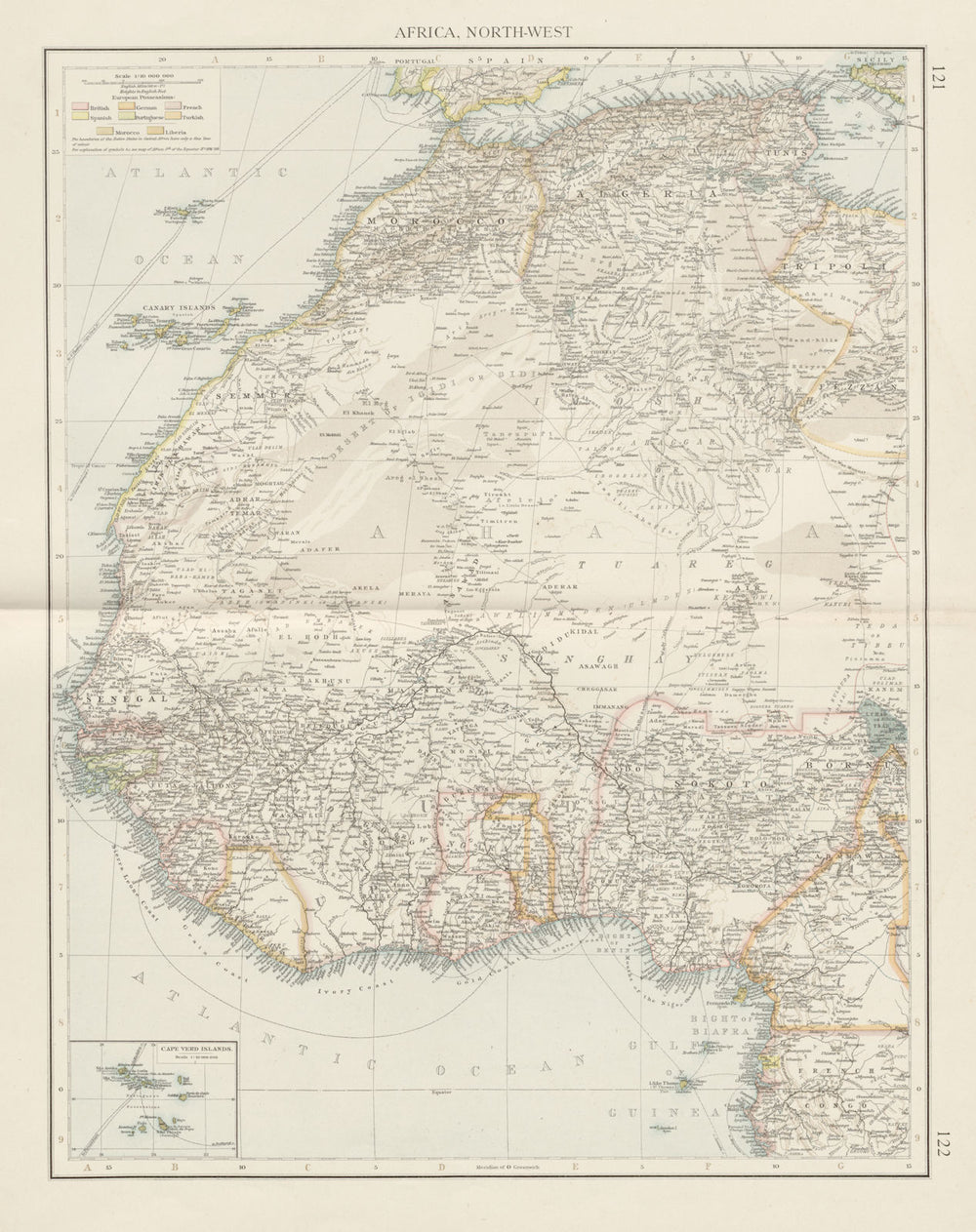 Colonial Africa North-West. British French. Nigeria Sahara. THE TIMES 1900 map