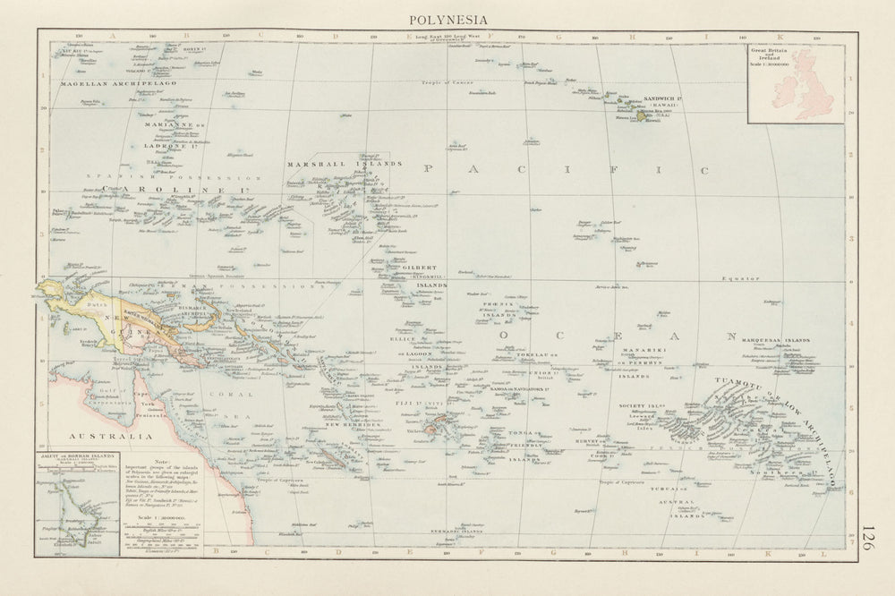 Pacific Islands. Polynesia Micronesia Melanesia. Fiji Caroline &c TIMES 1900 map