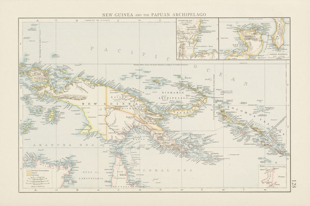 New Guinea & Papuan Archipelago. Solomon & Bismarck islands. THE TIMES 1900 map