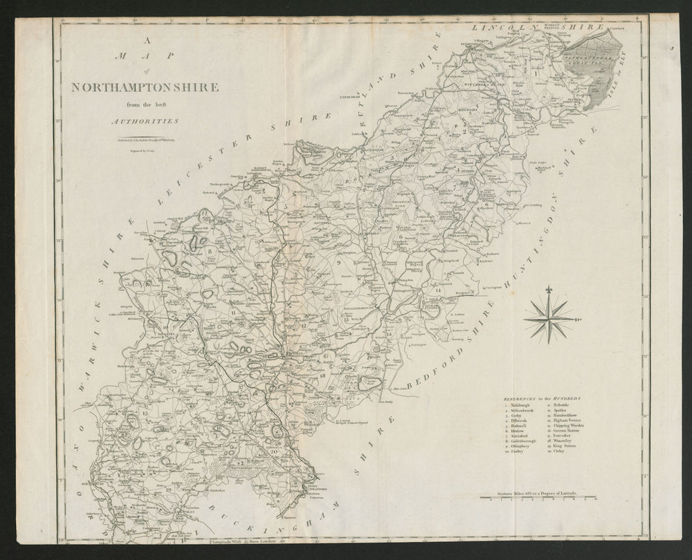 "A map of Northamptonshire from the best authorities". County map. CARY 1805