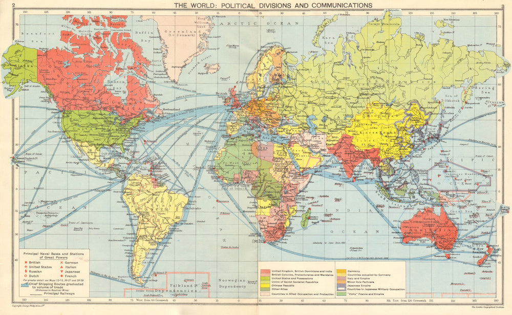 WORLD WAR 2. Nazi-occupied Europe. Japanese China/Asia. Vichy France 1942 map