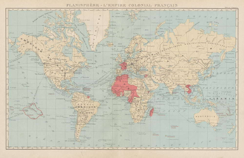 FRENCH EMPIRE Colonial Français. French West/Equatorial Africa &c 1929 old map