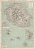 FRENCH INDIAN OCEAN ISLANDS La Réunion Comores/Comoros Mayotte St Denis 1929 map