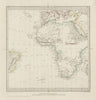 AFRICA.South Europe Brazil.Gnomonic Projection.Mountains of Kong SDUK 1844 map
