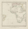 AFRICA.South Europe Brazil.Gnomonic Projection.Mountains of Kong SDUK 1844 map