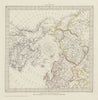 NORTH POLE ARCTIC to 45˚ N Latitude.Alaska as Russian Territory SDUK 1844 map