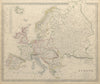EUROPE. General map. Inset table of population & density by country. SDUK 1844
