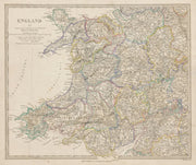 WALES & ENGLAND WEST MIDLANDS. Showing counties. Original colour SDUK 1844 map