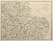ENGLAND EAST Norfolk Suffolk Cambs Lincs Leics Derbys Notts. SDUK 1844 old map