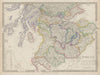 SCOTLAND SOUTH. Shows castles & kirks. Inset former county names SDUK 1844 map
