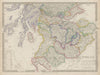 SCOTLAND SOUTH. Shows castles & kirks. Inset former county names SDUK 1844 map