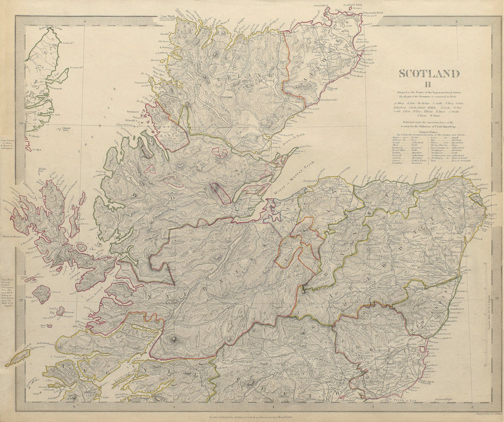 SCOTLAND NORTH. Shows castles & kirks. Inset former county names SDUK 1844 map