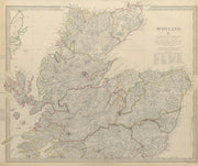 SCOTLAND NORTH. Shows castles & kirks. Inset former county names SDUK 1844 map