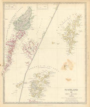 SCOTLAND ISLANDS. Western Isles. Orkneys, Shetlands and Hebrides SDUK 1844 map