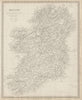 IRELAND. Roads. First Irish railway. Kingstown-Dublin-Drogheda. SDUK 1844 map