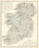 IRELAND on 2 sheets conjoined 62x50 cm. Round towers Cloigthithe. SDUK 1844 map