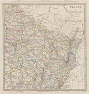FRANCE N EAST. Champagne Alsace Lorraine Picardie Bourgogne Nord SDUK 1844 map