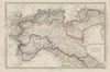 ANCIENT ROMAN ITALY NORTH.Liguria Venetia Gallia Cisalpina.Roads SDUK 1844 map