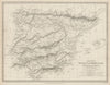 HISPANIA IBERIA. Ancient Portugal & Spain. Roman names & roads. SDUK 1844 map