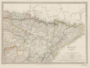 SPAIN NORTH EAST.Cataluna Aragon Soria Navarra Bizcaya Guipozcoa SDUK 1844 map