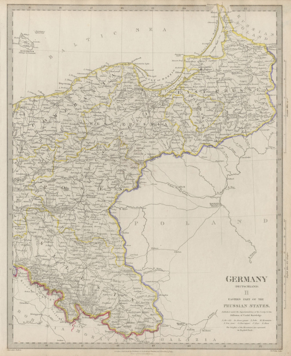 GERMANY DEUTSCHLAND.Eastern Prussian States.Silesia;Pomerania SDUK 1844 map
