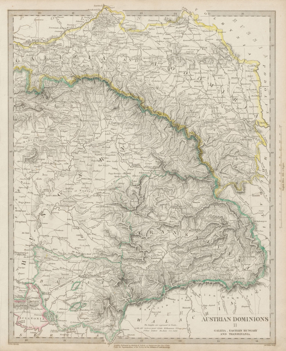 AUSTRIAN DOMINIONS.Galizia Eastern Hungary Transylvania Galicia SDUK 1844 map