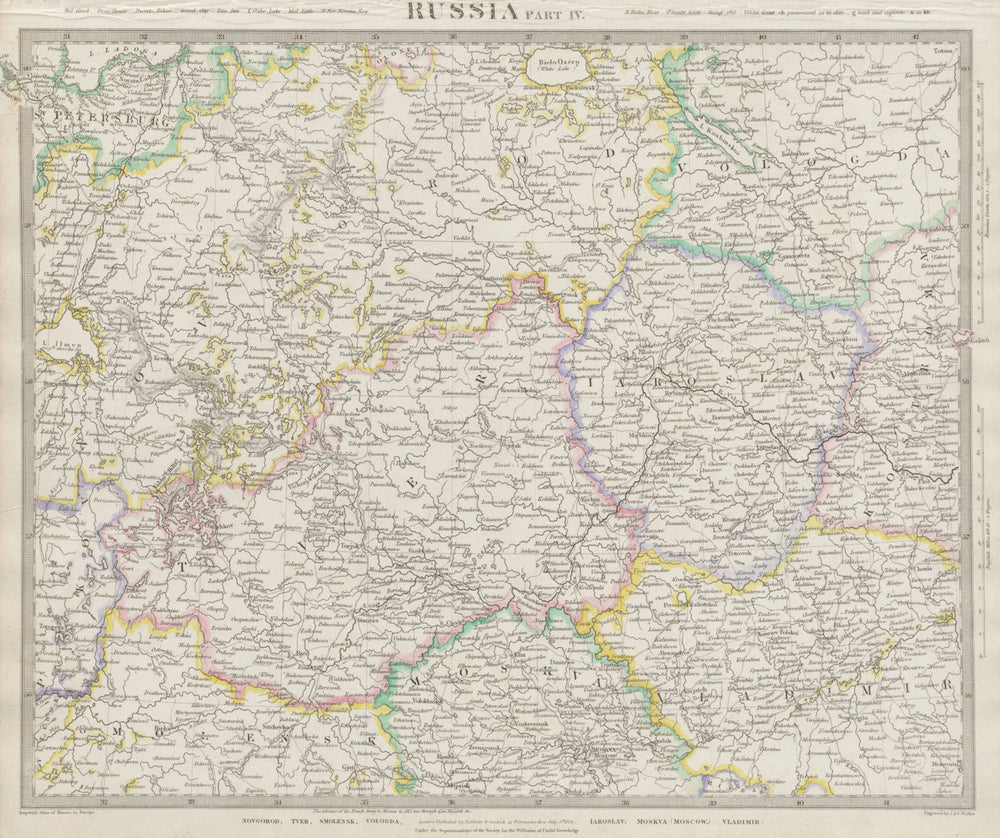 RUSSIA.Novgorod Tver Smolensk Vologda Iarolslav Moscow Vladimir SDUK 1844 map