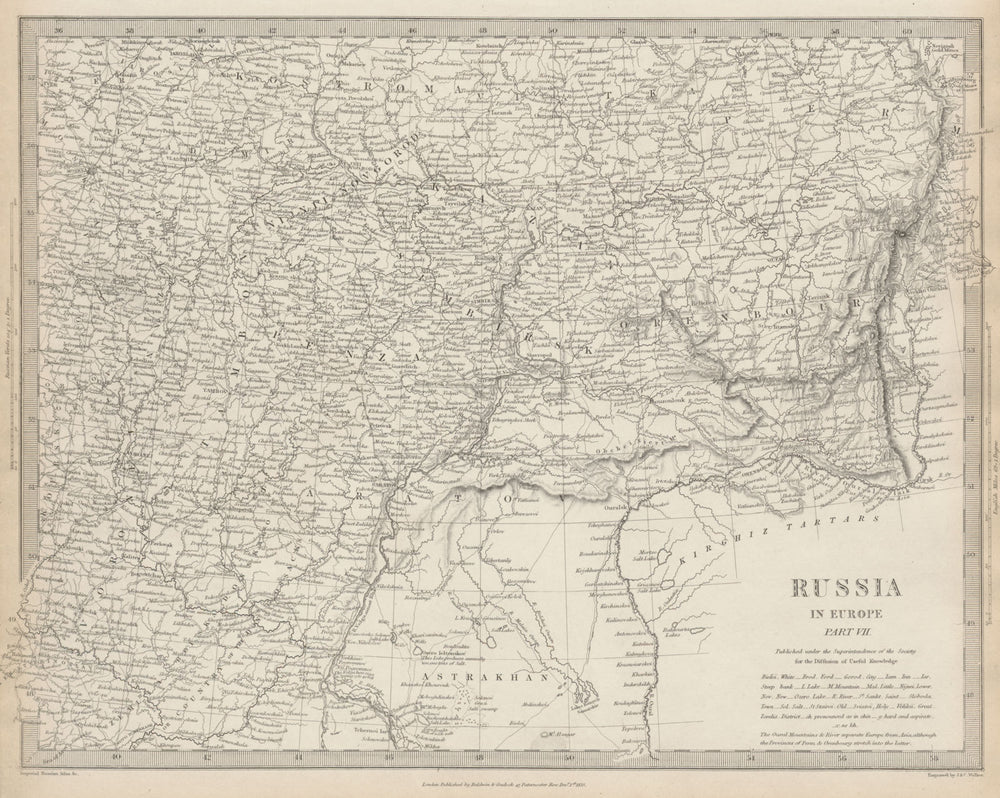 RUSSIA.Astrakhan Kostroma Viatra Perm Penza Saratov Kazan Tambor SDUK 1844 map