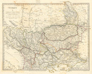 BALKANS. Northern Ottoman provinces. Albania Wallachia Bulgaria. SDUK 1844 map
