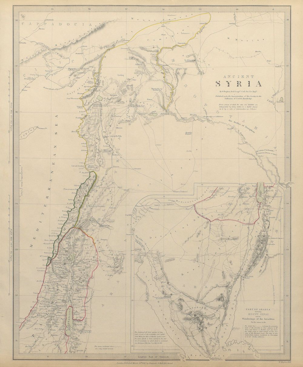 ANCIENT SYRIA Levant Lebanon Palestine. Sinai Israelite wanderings SDUK 1844 map