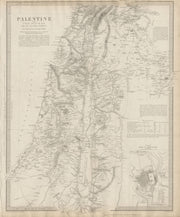 PALESTINE. Hauran. Israel Jordan Syria Lebanon Jerusalem city plan SDUK 1844 map