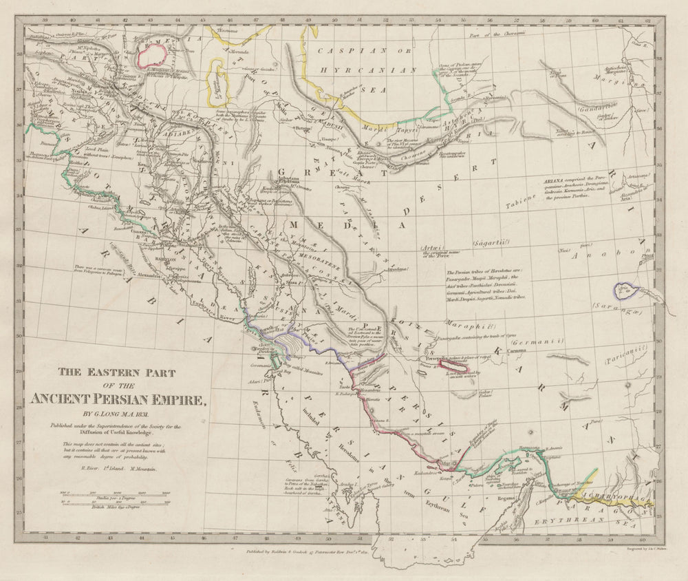 PERSIA (IRAN). Eastern part of the Ancient Persian Empire. Iraq SDUK 1844 map