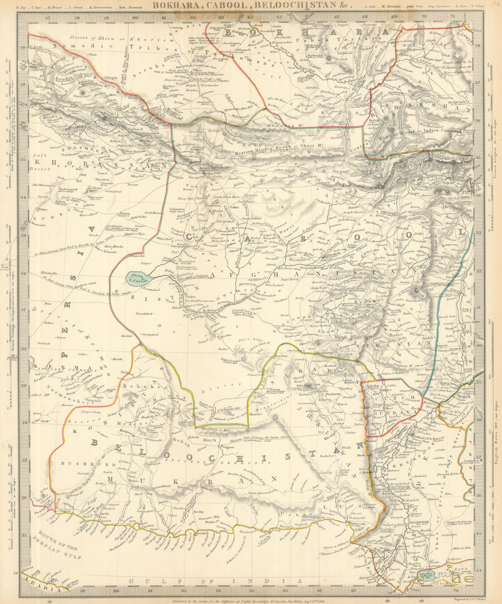BUKHARA KABUL & BALUCHISTAN.Afghanistan Khorassan Sinde Pakistan SDUK 1844 map
