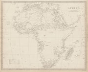 AFRICA map pre-dating much exploration. Mountains of Kong.Population SDUK 1844