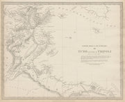 TUNISIA & LIBYA. North Africa or Barbary III Tripoli Gulf of Gabes SDUK 1844 map