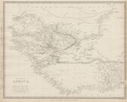 WEST AFRICA with early explorers' routes & Mountains of Kong. SDUK 1844 map