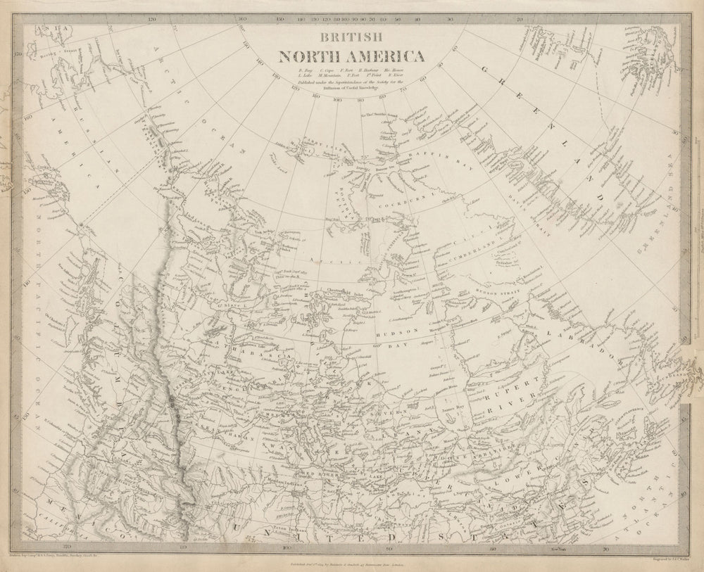 BRITISH NORTH AMERICA. Canada pre Oregon Treaty. Russian America SDUK 1844 map