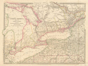 GREAT LAKES.Upper Canada districts <1849.Lake Huron Erie Ontario SDUK 1844 map