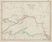 LAKE SUPERIOR.Canada USA Ontario Chippewa Michigan.Indian tribes SDUK 1844 map
