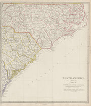 USA. Coastal North & South Carolina. Charleston Cape Hatteras. SDUK 1844 map