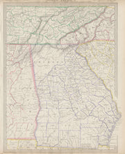 USA. Alabama Georgia Cherokee & Muscogee villages. TN SC NC FL. SDUK 1844 map